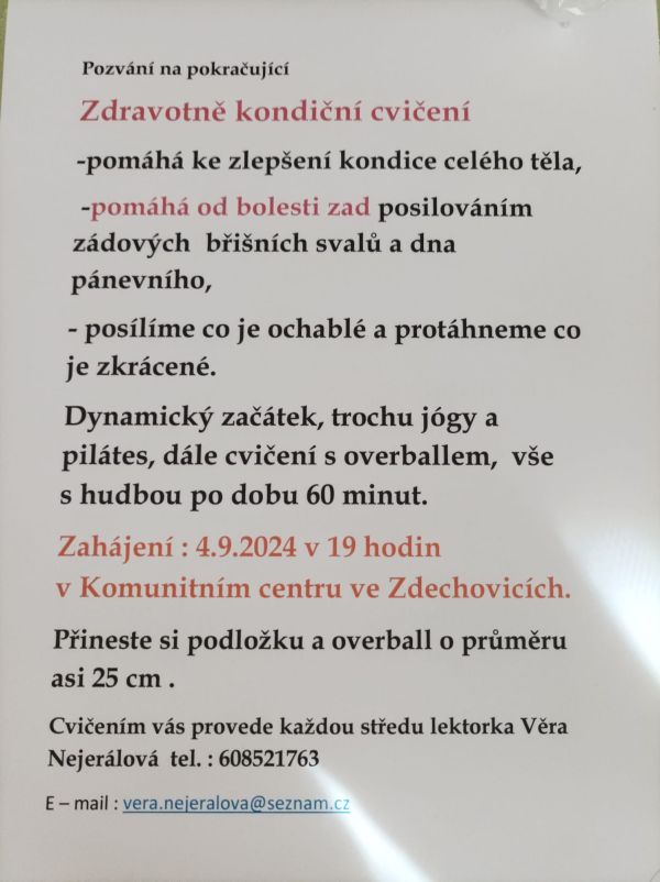 Cvičení s Věrou od 4.9.2024