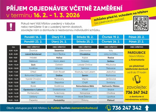 Kamenictví Kůrka 18.2. a 25.2.2026