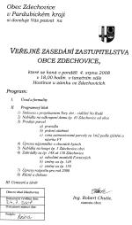 Pozvánka na jednání zastupitelstva obce 4.8.2008
