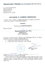 Ozn. o uložení písemnosti