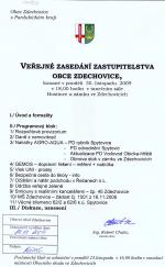 Pozvánka na jednání ZO 30.11.2009