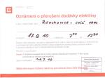 Přerušení dodávky elektřiny 17 08 2010