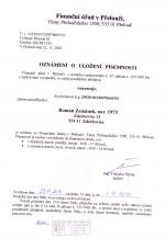 Oznámení o uložení písemnostu R.Zemánek 23.11.2010